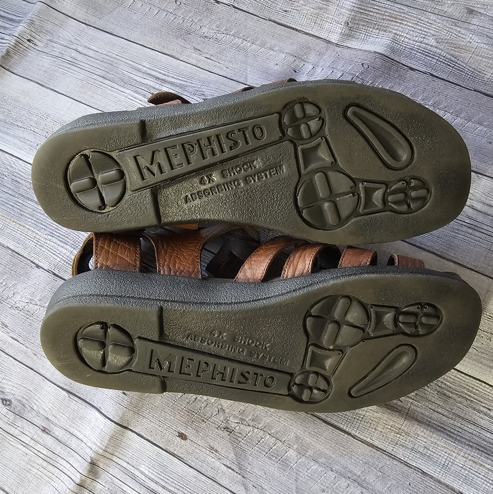 Mephisto Brown Leather Strappy Comfort Sandals - Picture 5 of 12